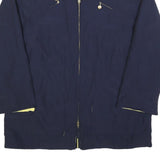H Womens Navy & Yellow Classic Jacket L Polyester Blend Zip Contrast Collar
