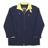H Womens Navy & Yellow Classic Jacket L Polyester Blend Zip Contrast Collar