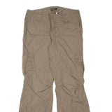 EDDIE BAUER Womens Cotton Blend Beige Relaxed Wide-Leg Trousers W30 L30 Casual