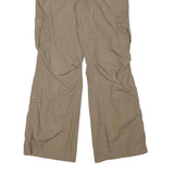 EDDIE BAUER Womens Cotton Blend Beige Relaxed Wide-Leg Trousers W30 L30 Casual