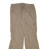 EDDIE BAUER Womens Cotton Blend Beige Relaxed Wide-Leg Trousers W30 L30 Casual