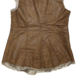 ELLEN TRACY Womens Brown Faux Fur Suede Button Jacket S Sleeveless Retro