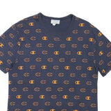 CHAMPION Mens Blue & Orange Graphic T-Shirt M Short Sleeve Crew Neck Branded