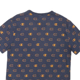 CHAMPION Mens Blue & Orange Graphic T-Shirt M Short Sleeve Crew Neck Branded