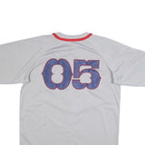 EXCO Mens White & Red New York Baseball Style L Short Sleeve Button Neck Jersey