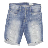 G-STAR Mens Denim Blue Casual Slim Shorts XL W32 Distressed Fade
