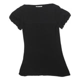 LAURA ASHLEY Womens Black Basic Top Short Sleeve Round Neck UK 10 Polyester