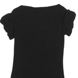 LAURA ASHLEY Womens Black Basic Top Short Sleeve Round Neck UK 10 Polyester