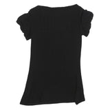LAURA ASHLEY Womens Black Basic Top Short Sleeve Round Neck UK 10 Polyester