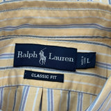 Ralph Lauren Striped Short Sleeve Shirt - Large Yellow Cotton