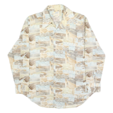 PALERMO Mens Beige & Brown Pattern Shirt L Cotton Blend Long Sleeve