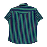 Wrangler Striped Short Sleeve Shirt - XL Green Cotton