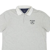 TOMMY HILFIGER Mens Grey & White Hilfiger 85 New York Short Sleeve Polo Shirt L