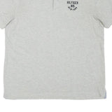 TOMMY HILFIGER Mens Grey & White Hilfiger 85 New York Short Sleeve Polo Shirt L