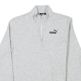 PUMA Mens Grey 1/4 Zip Sweatshirt S Cotton Blend Pullover Casual Activewear
