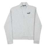 PUMA Mens Grey 1/4 Zip Sweatshirt S Cotton Blend Pullover Casual Activewear