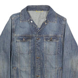 OSH KOSH Boys Blue Denim Cotton Jacket L Button Plain Classic Fit