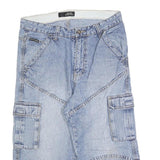 HTT Mens Shorts Blue Cargo Patchwork M W30 Casual Streetwear Denim Style