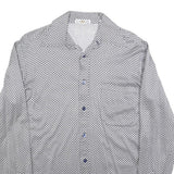 LAVIN Mens White & Navy Patterned Shirt M Smart Casual Long Sleeve Fashion