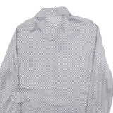 LAVIN Mens White & Navy Patterned Shirt M Smart Casual Long Sleeve Fashion