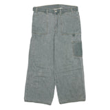 Womens Relaxed Blue Jeans Denim W32 L23 Cargo Patchwork Utility Pockets Zip