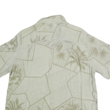 CROFT & BARROW Mens Cream Beige Hawaiian Shirt L Cotton Blend Relaxed Fit Casual