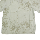 CROFT & BARROW Mens Cream Beige Hawaiian Shirt L Cotton Blend Relaxed Fit Casual