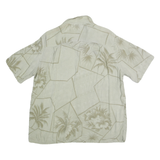 CROFT & BARROW Mens Cream Beige Hawaiian Shirt L Cotton Blend Relaxed Fit Casual