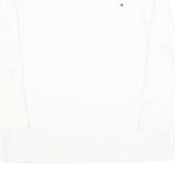 TOMMY HILFIGER Womens White Plain Crew Neck Basic Knit Jumper XL Cotton Blend