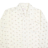 CARRIGE HOUSE Mens Cream & Brown Floral Cotton Blend Shirt L Lightweight Checked