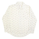 CARRIGE HOUSE Mens Cream & Brown Floral Cotton Blend Shirt L Lightweight Checked