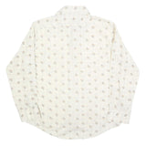 CARRIGE HOUSE Mens Cream & Brown Floral Cotton Blend Shirt L Lightweight Checked