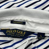 Ralph Lauren Striped Polo Shirt - Large Blue Cotton