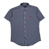 Ralph Lauren Checked Short Sleeve Shirt - Medium Blue Cotton
