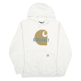 CARHARTT Mens White Hoodie L Cotton Blend Pullover Hooded Sweatshirt
