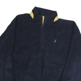NAUTICA Mens Navy & Yellow Patterned Jumper 1/4 Zip Polyester XL Casual Pullover