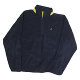 NAUTICA Mens Navy & Yellow Patterned Jumper 1/4 Zip Polyester XL Casual Pullover