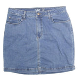 LEE Womens Blue Denim Mini Cotton Skirt M Casual Summer Classic Fit Zip