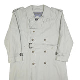 EB COMPANY Mens Cream Classic Trench Jacket L Cotton Blend Double Breasted