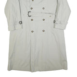 EB COMPANY Mens Cream Classic Trench Jacket L Cotton Blend Double Breasted