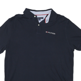 TOMMY HILFIGER Mens Navy Blue Short Sleeve Plain Polo Shirt M Cotton Blend