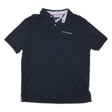 TOMMY HILFIGER Mens Navy Blue Short Sleeve Plain Polo Shirt M Cotton Blend