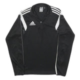 ADIDAS Mens Black & White 1/4 Zip S Sweatshirt Sports Training Pullover