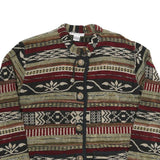 Womens Brown & Burgundy Button Cotton Blend Patterned Jacket L Casual Outerwear