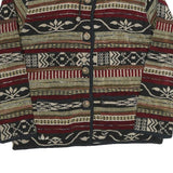 Womens Brown & Burgundy Button Cotton Blend Patterned Jacket L Casual Outerwear