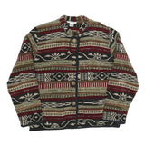 Womens Brown & Burgundy Button Cotton Blend Patterned Jacket L Casual Outerwear