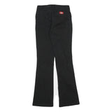 DICKIES Womens Black Cotton Slim Flared Trousers W25 L31 Classic Workwear