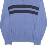 NAUTICA Mens Blue & Black Patterned Jumper 1/4 Zip Crew Neck Knit XL Cotton