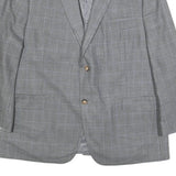 LAUREN RALPH LAUREN Mens Grey Silk Blend Button Jacket L Woven Checked Pattern