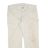 CARHARTT Mens Cotton Blend Beige Regular Straight Trousers W40 L30 Workwear Zip